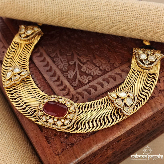 Rectangular Red Moissanite Neckpiece  (Gn9415)