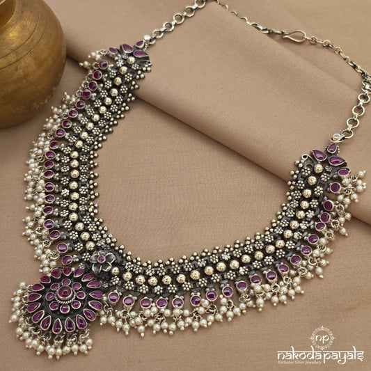 Pinkish Pearly Floral Neckpiece (N11890)