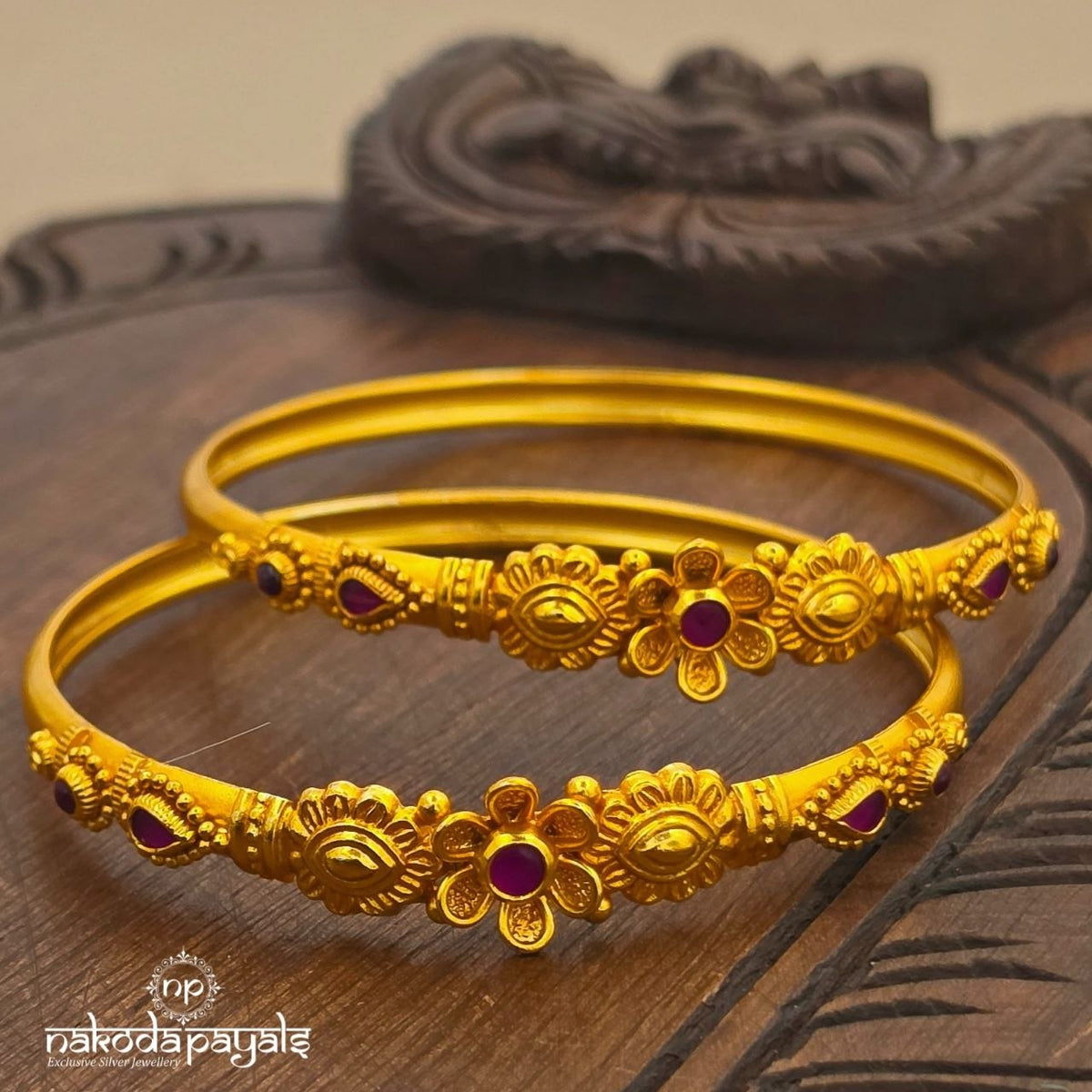 Pink Dot Floral  Bangles (Gk3412-13)