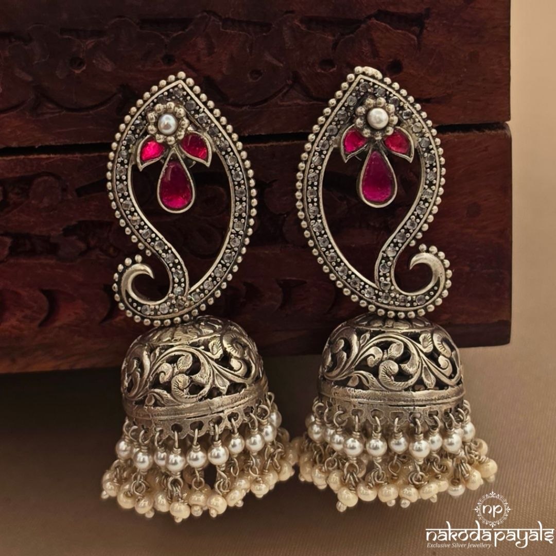 Oxidised Mango Pearly Jhumka (J1790)