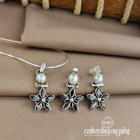 Floral Black Pendant Set (N11535)