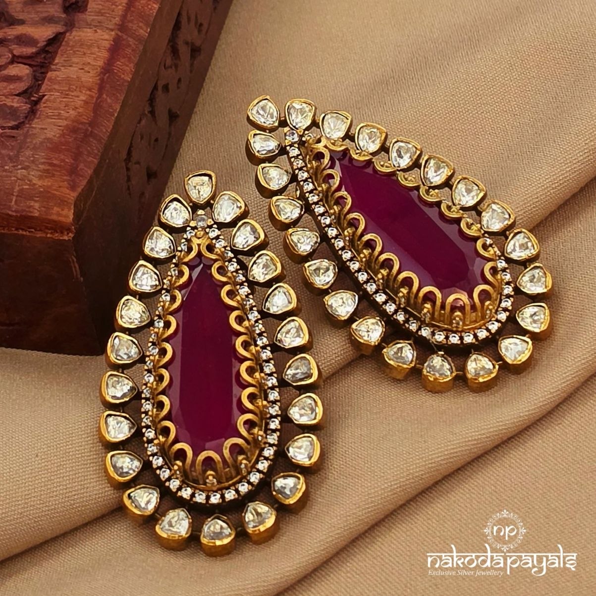 Ruby  Drop Moissanite Earrings (Ge10520)