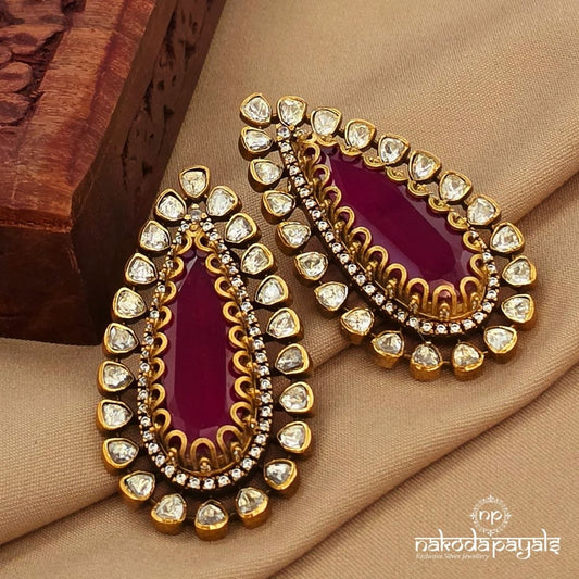 Ruby  Drop Moissanite Earrings (Ge10520)