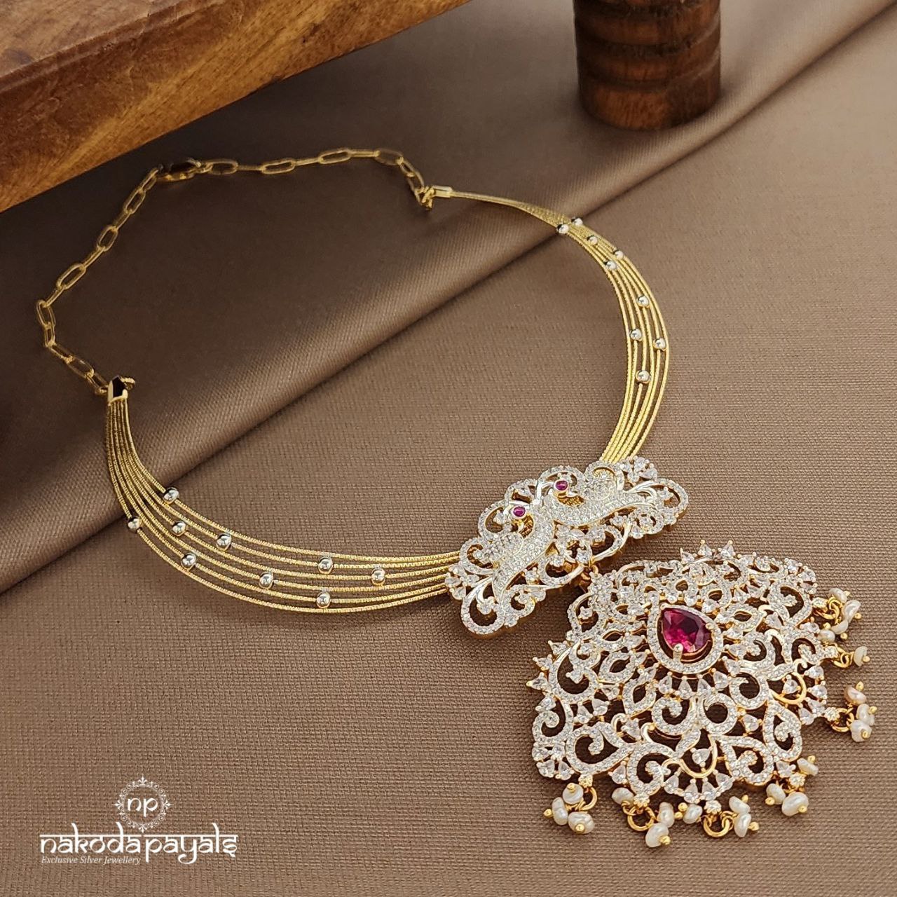 Twin Peacock CZ Red Hasli (Gn9451)
