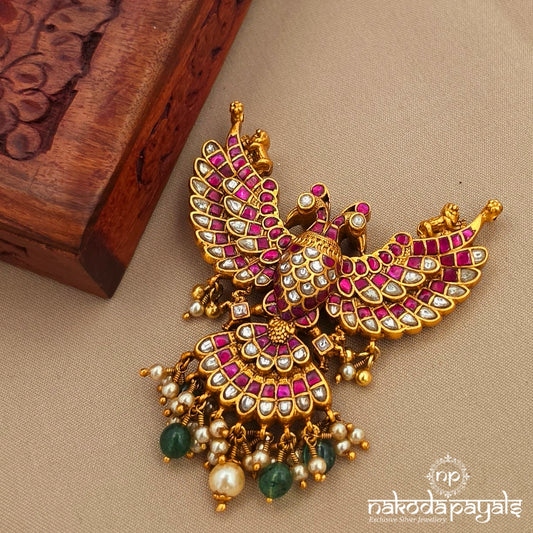 Reversible Gandaberunda Kundan Pendant (Gp2407)