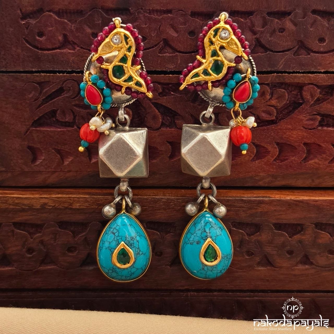 Marvelous Turquoise Chandbali (C4147)