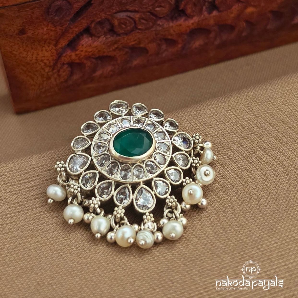Pearled Drop Green Pendant (P2566)