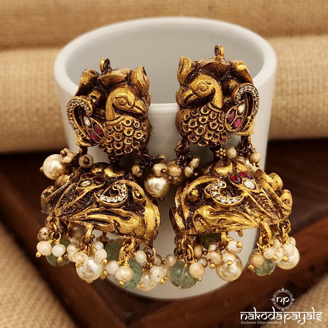 Traditional Kundan Peacock Jhumka(Ge9303)