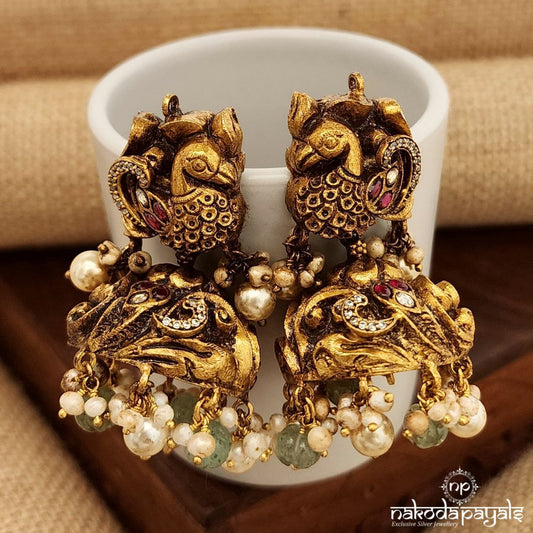 Traditional Kundan Peacock Jhumka(Ge9303)