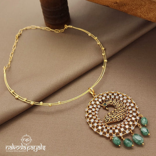 Unique Peacock Green Drop Hasli (Gn9453)