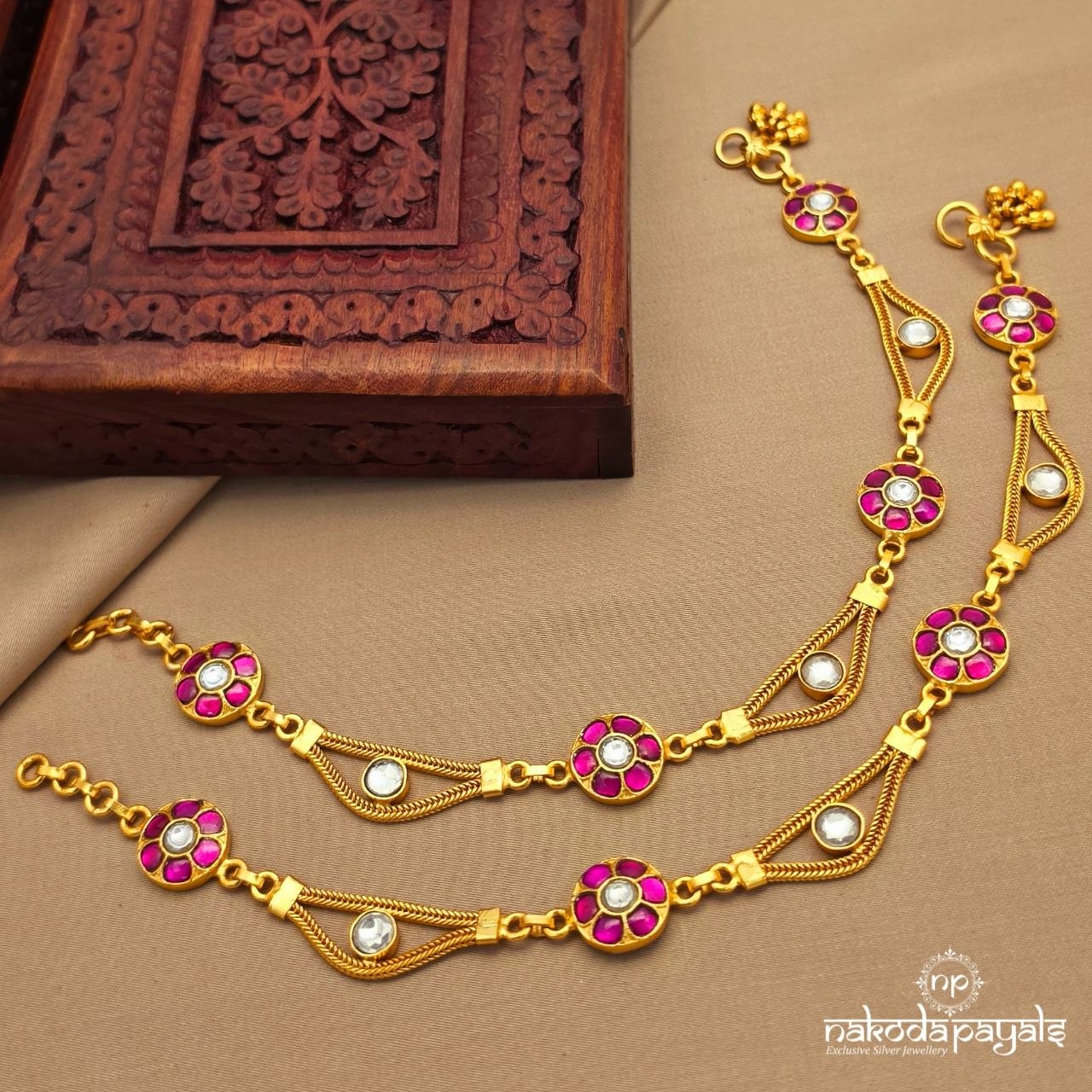 Designed Kundan Anklets (A6884)