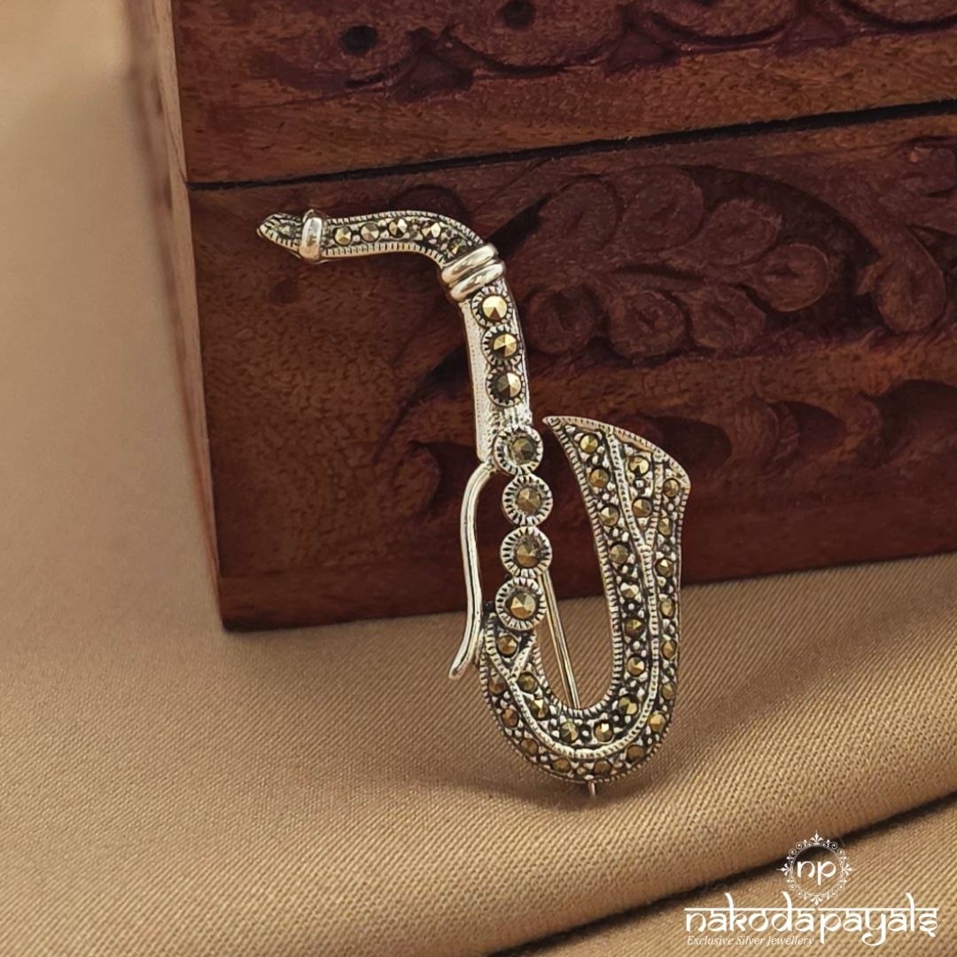 Saxophone Horn  Marcasite Brooch (St4035)