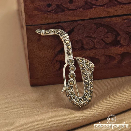 Saxophone Horn  Marcasite Brooch (St4035)