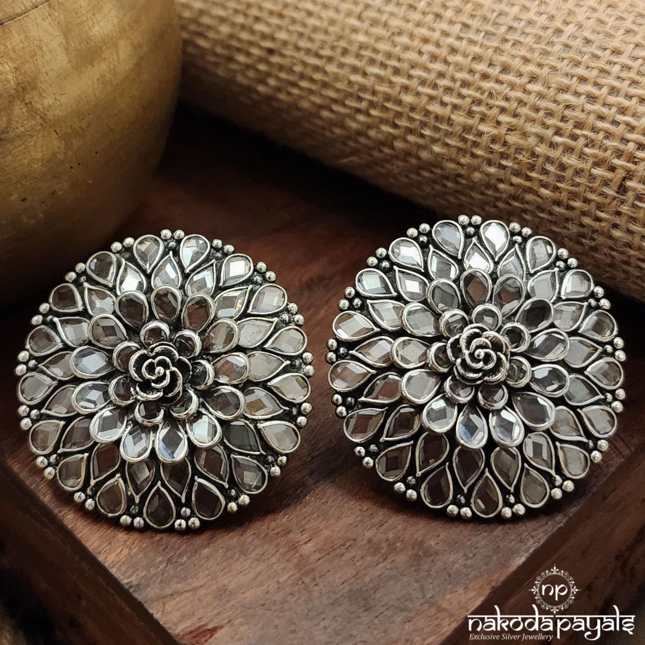 Circular Rose Polki Studs (S9387)