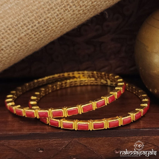 Coral Rectangular Bangles Pairs (2.6) (Gk3145)