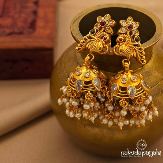 Exemplary Pearly Peacock Jhumka (Ge10606)