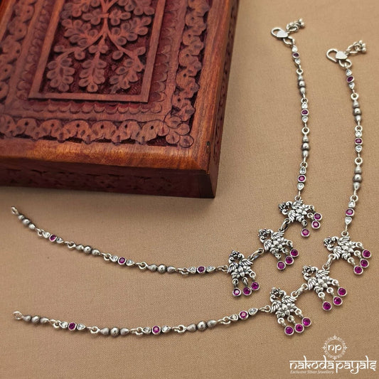 Pink  Peacock Anklets (A6909)
