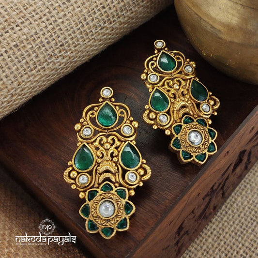 Green Floral Earrings (Ge8558)