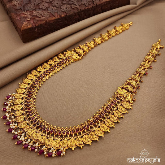 Red Drop Pearled Neckpiece (Gn9743)