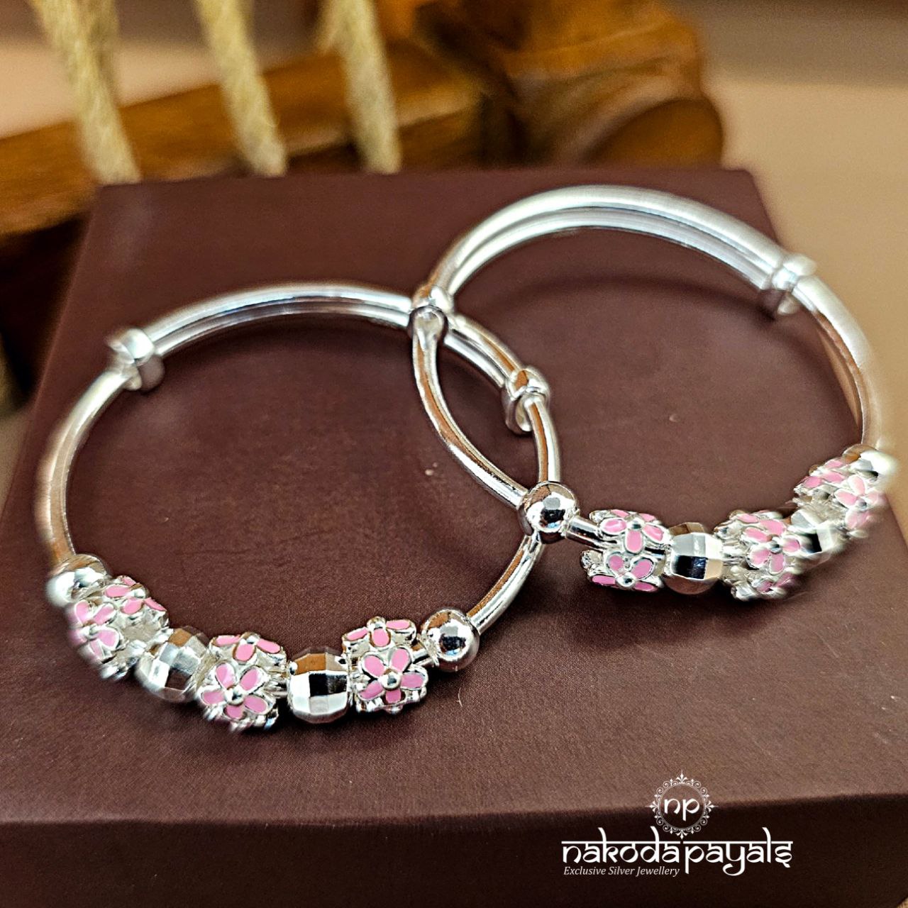 Floral Pink Kada Pair (Ka9447)