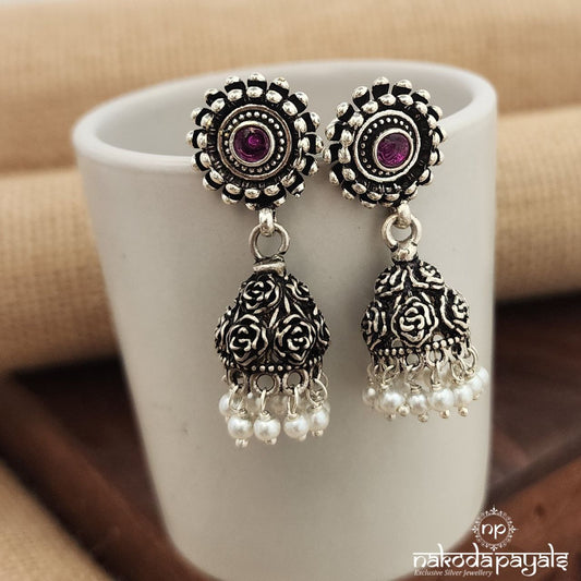 Pink Dot Rose Jhumka (J1175)