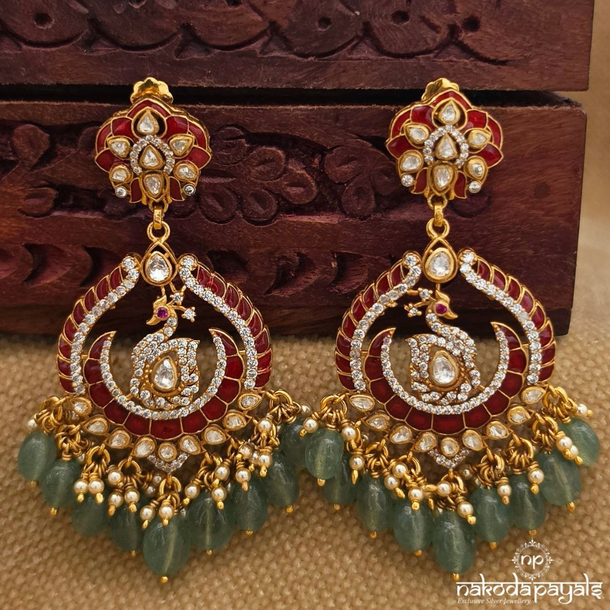 Resplendent Peacock Chandbali (Ge11162)