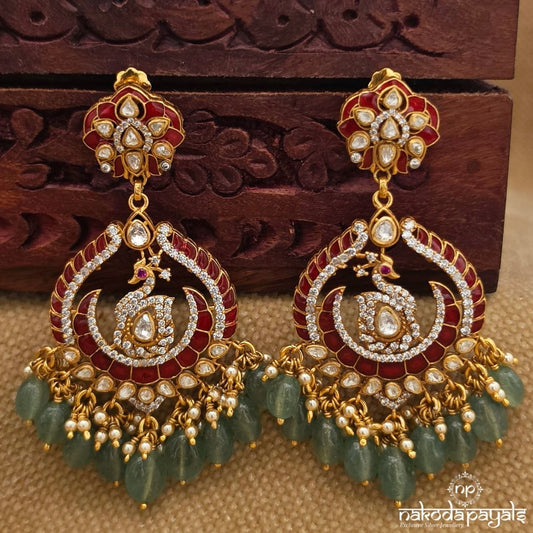 Resplendent Peacock Chandbali (Ge11162)