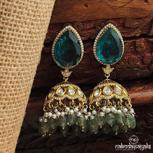 Emerald Green Drop Jhumka (Ge10113)