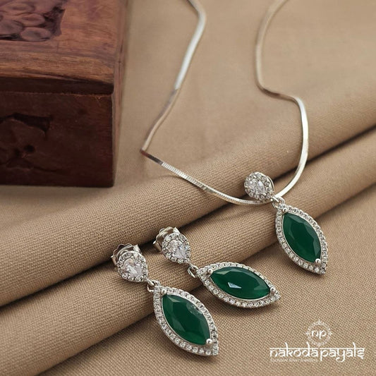 Emerald Green Leafy Pendant Set (St3982)