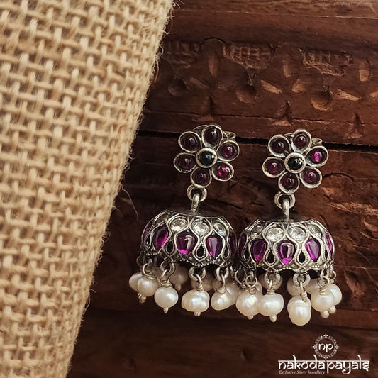 Pink Floral  Jhumka (J1521)
