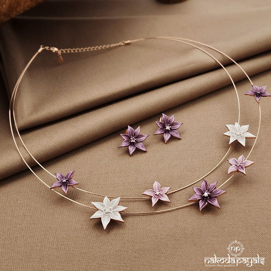 Rose Gold MultiColor Neckpiece With Earrings (St3837)