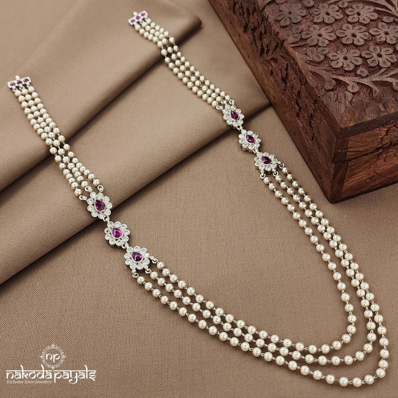 Pink Drop Pearled Neckpiece  (N11459)