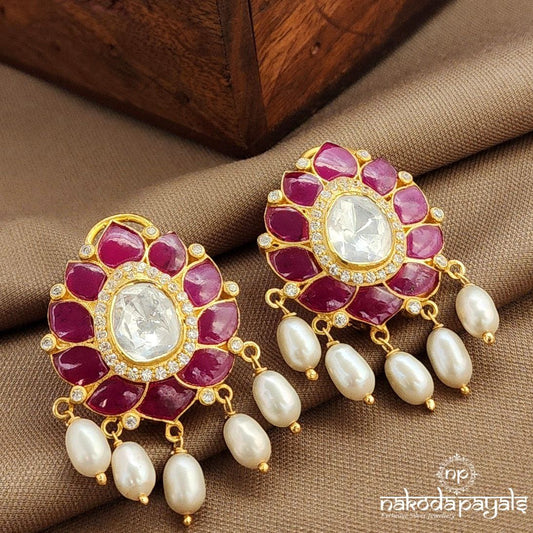 Pink Moissanite  Earrings (Ge10385)