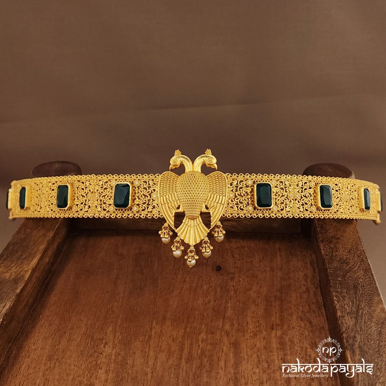 Emerald Green Gandaberunda Daab With Belt (D0244)