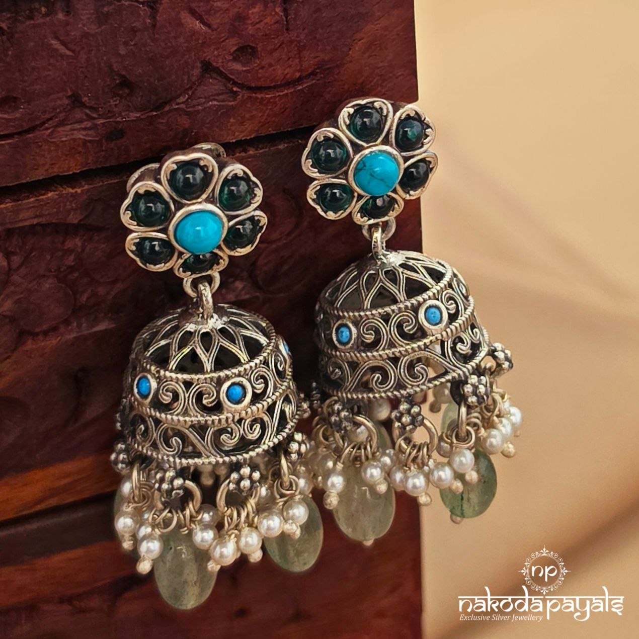 Floral Green Jhumka (J1651)