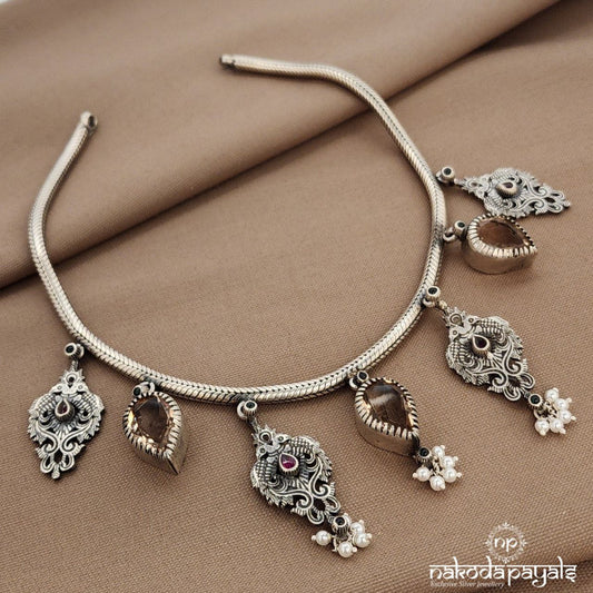 Twin Peacock Drop Neckpiece (N11347)