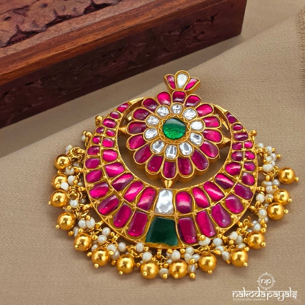 Pink Floral Kundan Pendant (Gp2340)