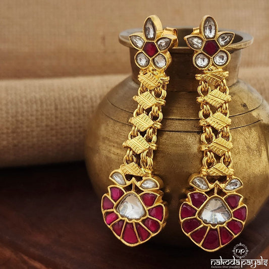 Elegant Floral Kundan Earrings (Ge9088)