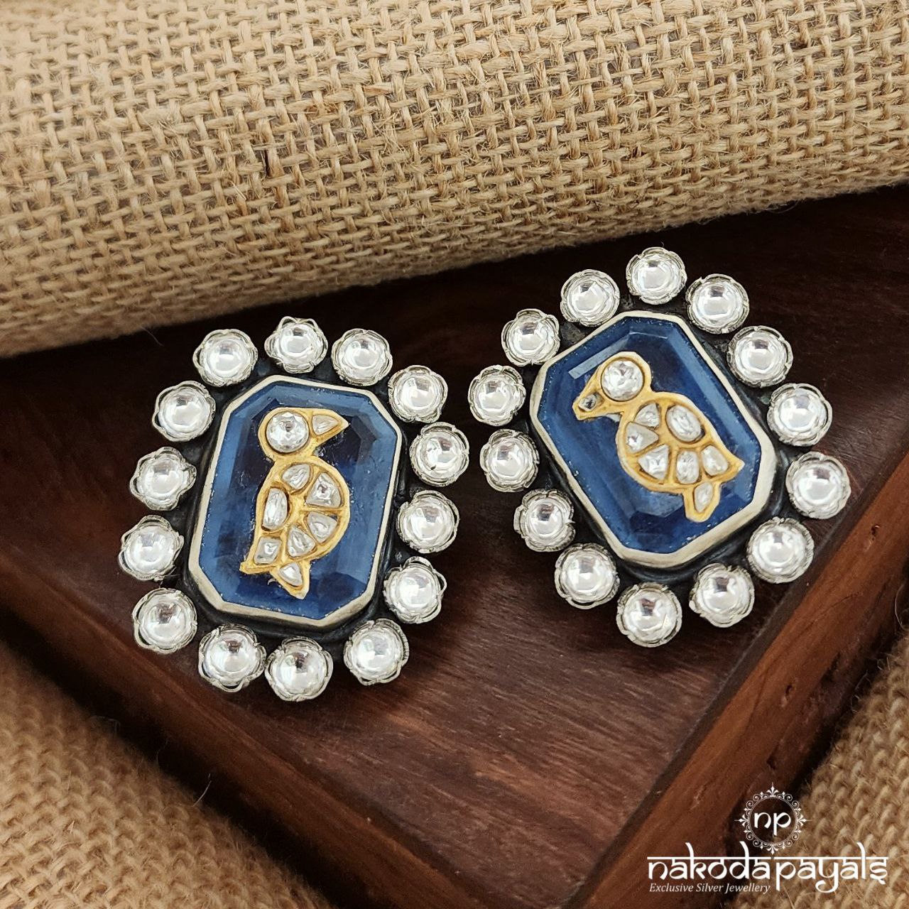 Rectangular Peacock Studs (S3529)