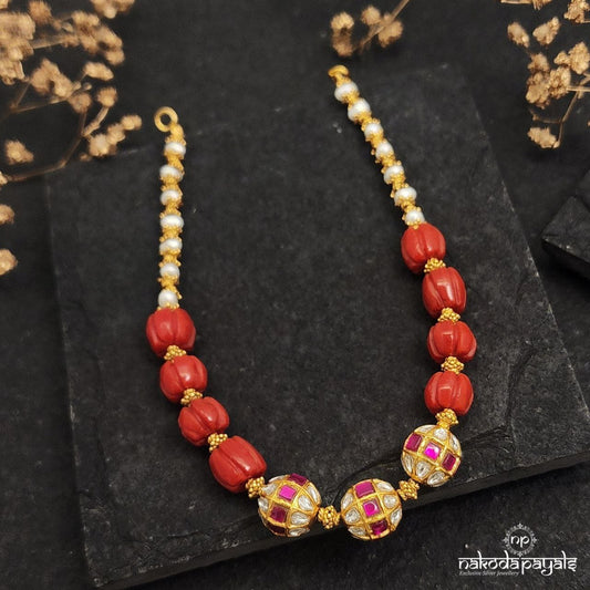 Coral Kundan Ball Neckpiece (Gn8724)