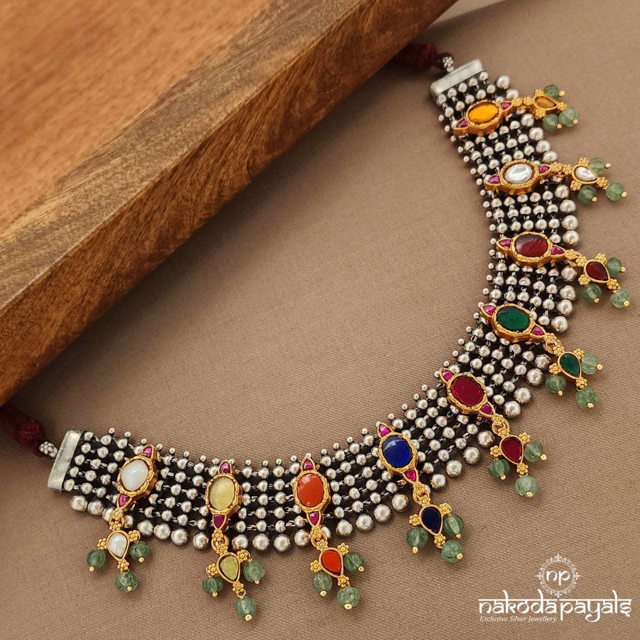 Navaratna Kundan Dual Tone Neckpiece (Gn9261)
