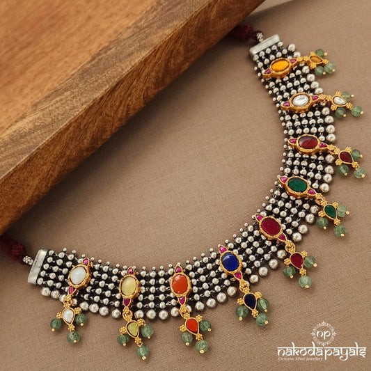 Navaratna Kundan Dual Tone Neckpiece (Gn9261)