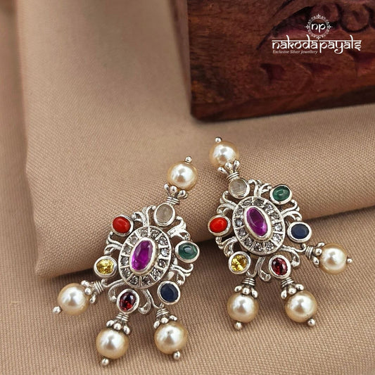 Navaratna Pearl Studs (S4175)