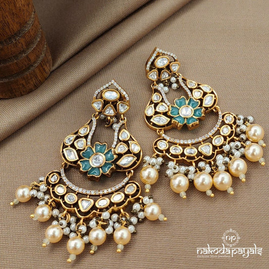 Pearled Drop Green Chandbali (Ge10015)