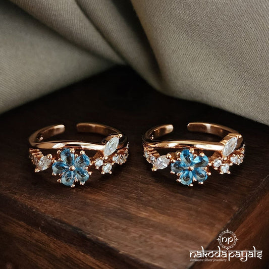Rose Gold Blue Toerings (T4348)