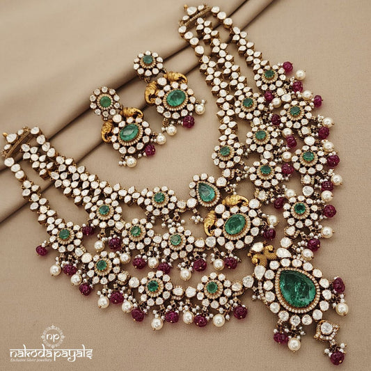 Grand Moissanite Neckpiece With Earrings (Gn9028)