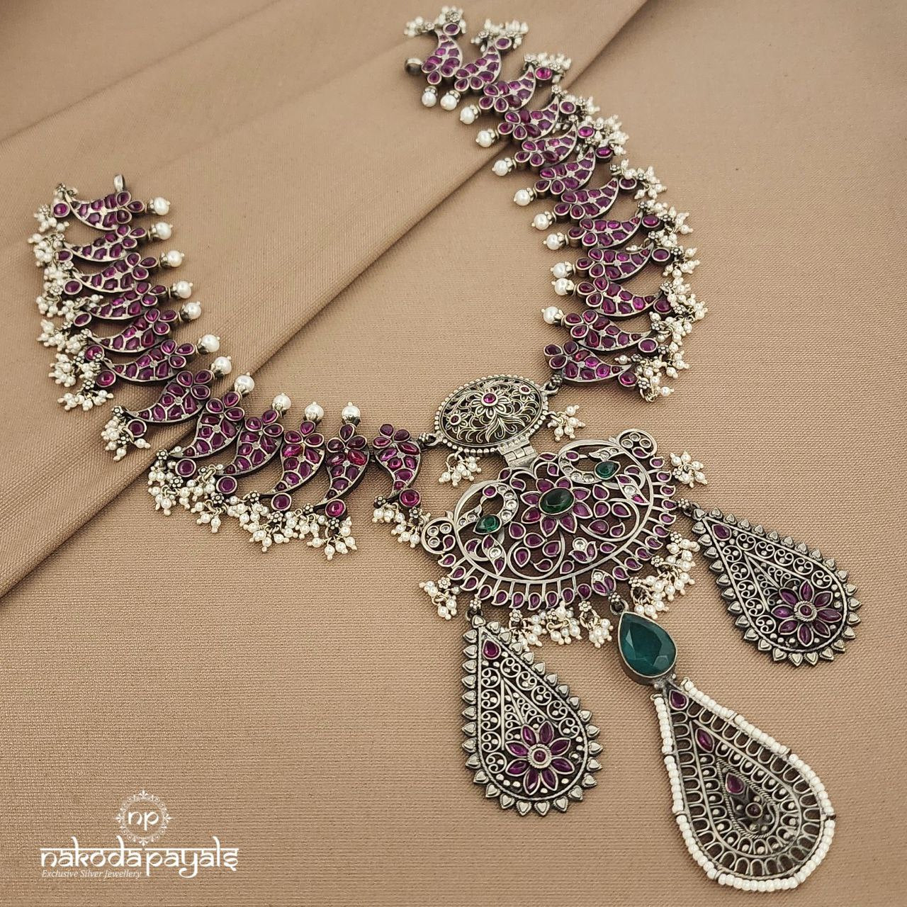 Emerald Green Pink Neckpiece (N11193)
