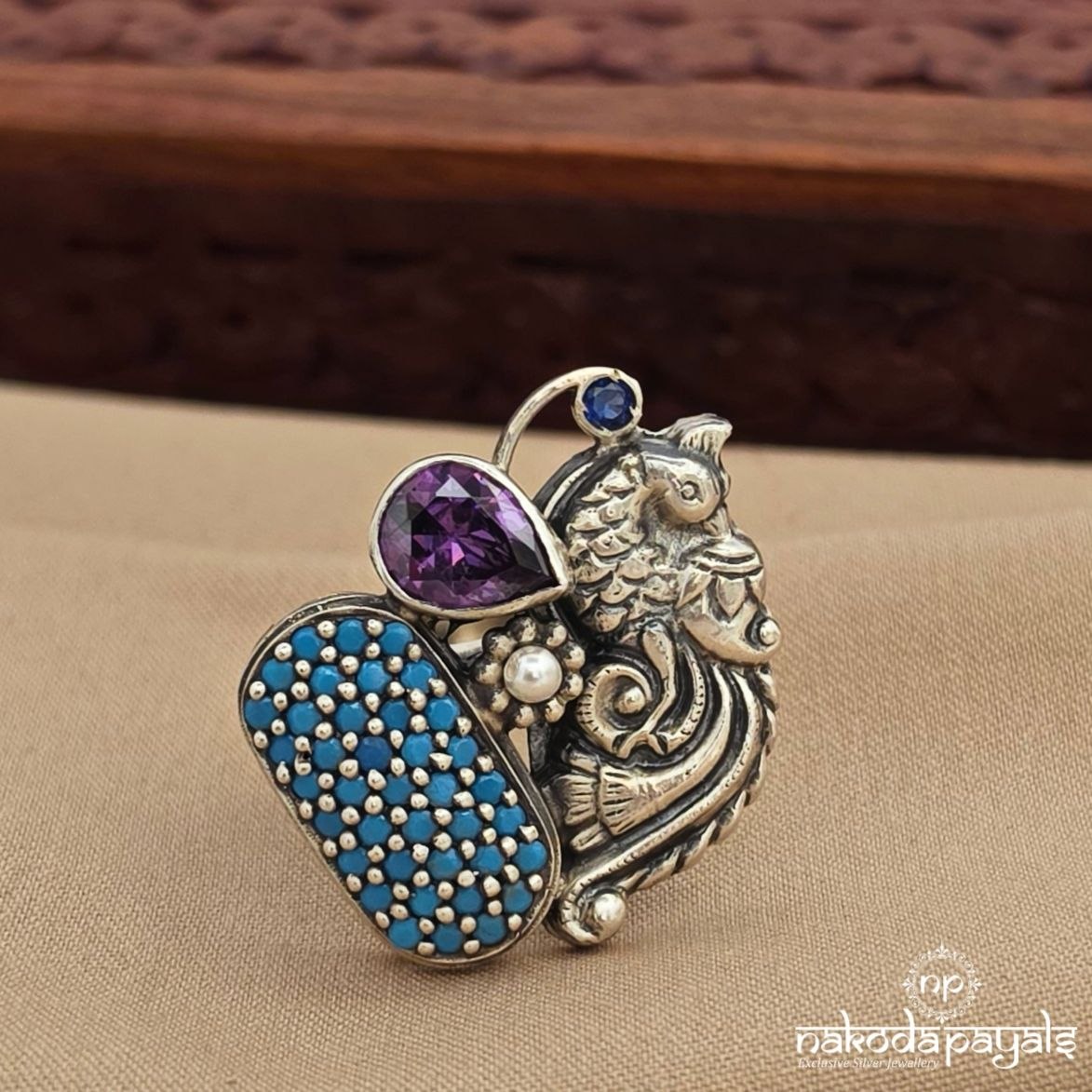 Elegant peacock Floral Finger Ring (F3003)