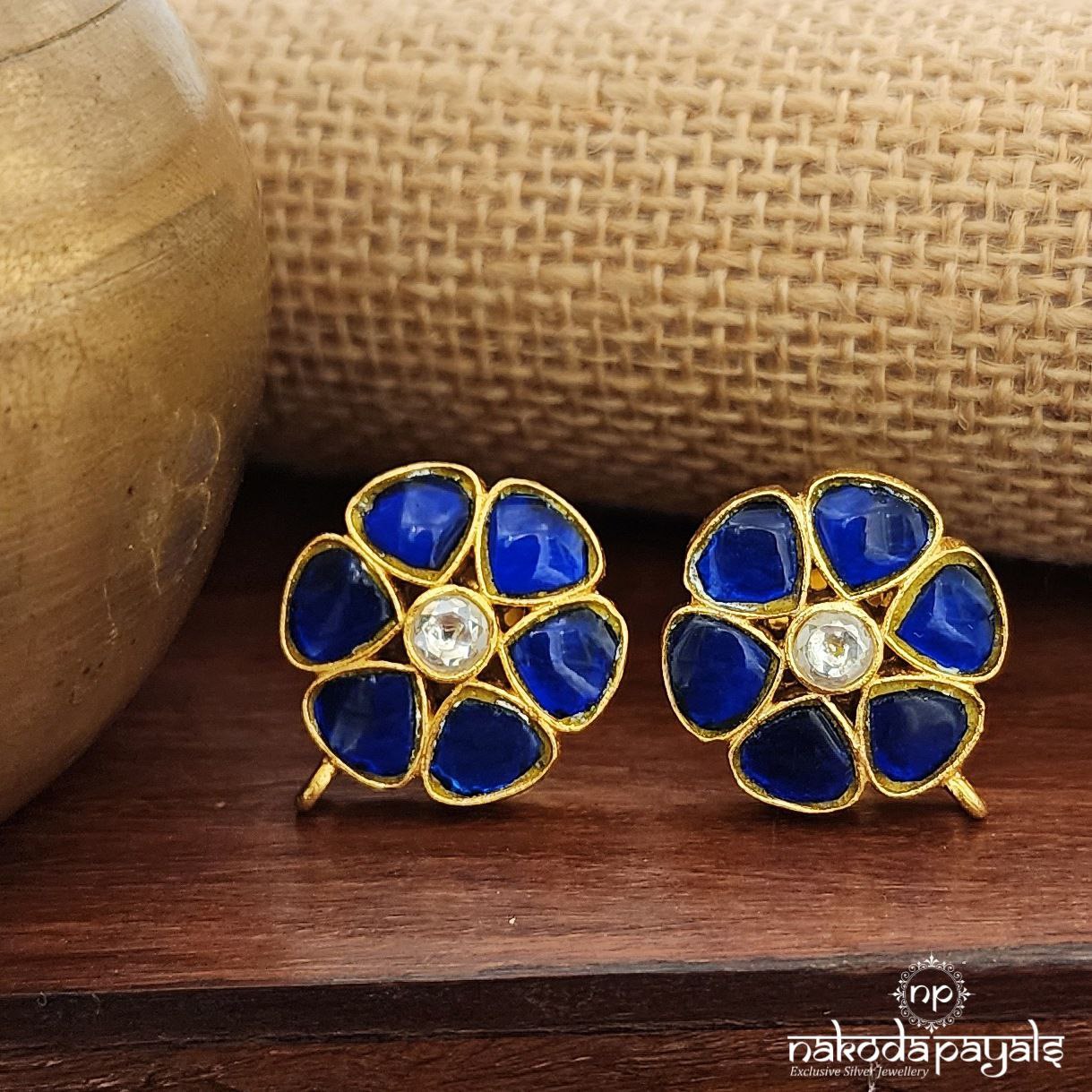 Blue Kundan Studs (Ge9124)