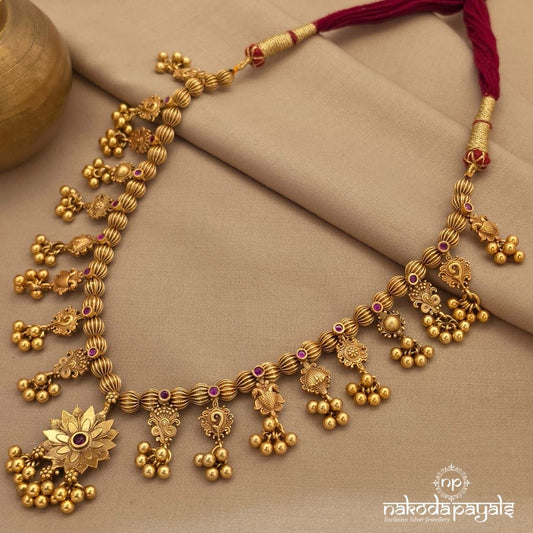 Red Saaj Floral Neckpiece (Gn10346)